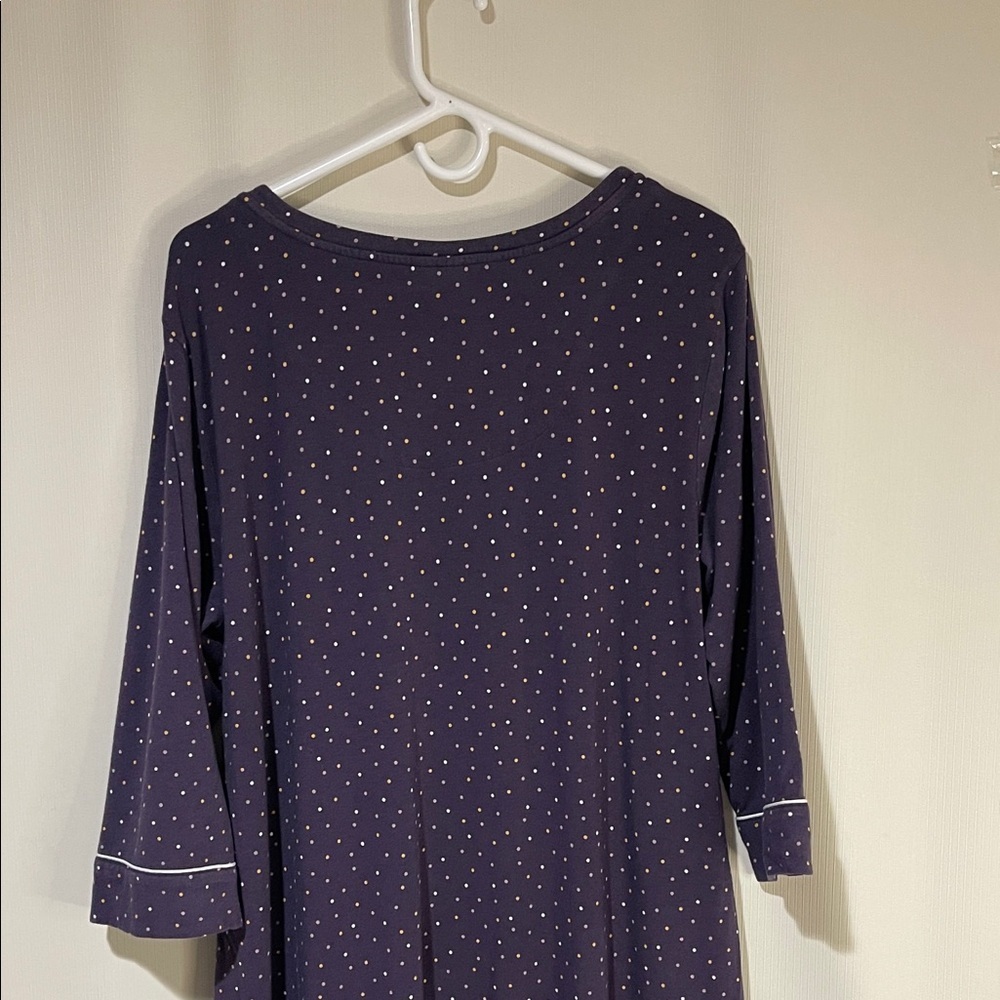 NWOT Soma Navy, Crew Neck, 3/4 Sleeve Nightgown with Polka Dots Size XL - Picture 11 of 12